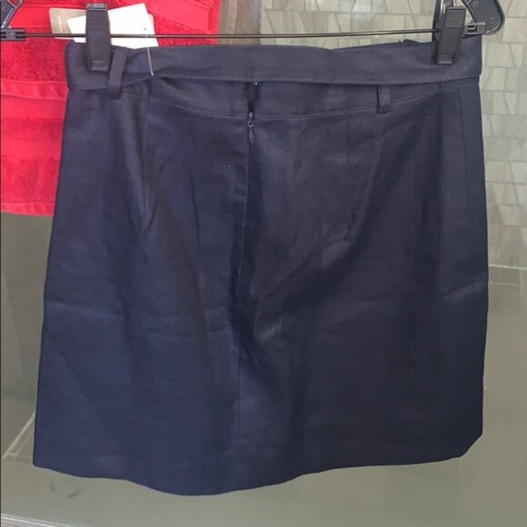 NWT J. Crew Belted Navy Mini Skirt in Bonded Linen, 6 - Picture 3 of 3